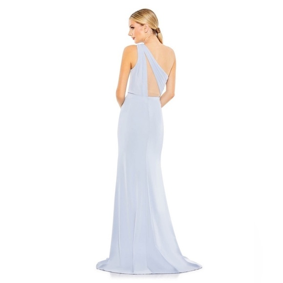 Mac Duggal 50668 powder blue gown pleated one-shoulder bodice dress formal New - Picture 3 of 12